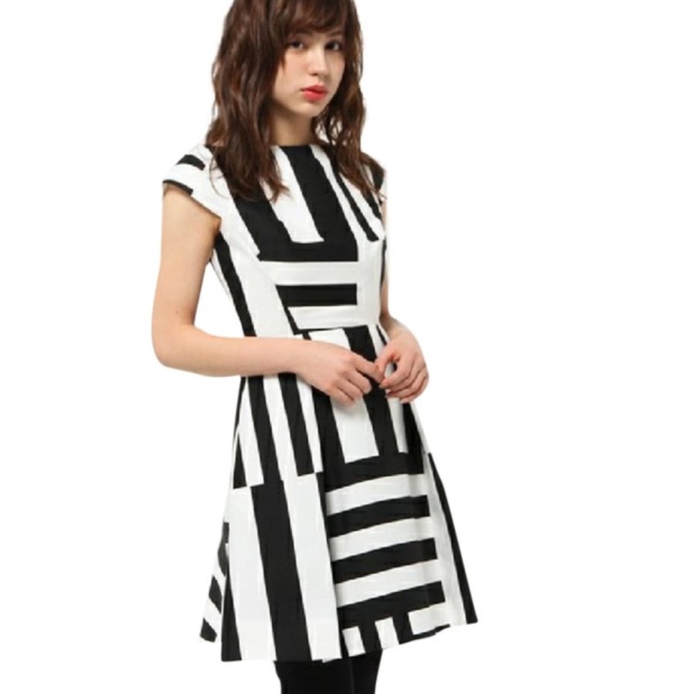 Kate Spade Multi Stripe Back Bow Cocktail Dress